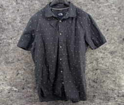 The North Face Gray Button Up Shirt Short Cuffed Sleeves Tent Print Mens... - $14.99