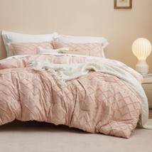 Boho Comforter Set Full - Coral Pink Tufted Shabby Chic Bedding Comforter Set Fo - £73.46 GBP