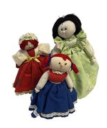 Vintage Handmade Cloth Rag Doll Set 3 Pieces Specially Fashioned by Ruth... - $31.50