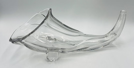 Cornucopia Horn Of Plenty Clear Vase Bowl Thanksgiving Fall Home Art Glass - £17.31 GBP