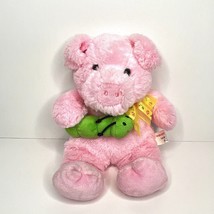 Piggy w/ Caterpillar Stuffed Animal HugFun Pink Plush Yellow Bow Easter Egg 10&quot; - £15.21 GBP