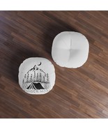 Customizable Round Tufted Floor Pillow for Adventure Seekers: Black &amp; Wh... - £74.28 GBP+