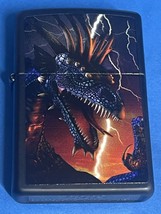 Rare 2010 Black Matte Dragons In Lightening Storm Zippo Lighter - $56.95