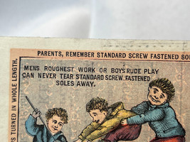 Standard Screw Fastened Boots &amp; Shoes 1800s Victorian Trade Card Parents... - $29.65