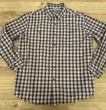 L.L. Bean Metal Button Plaid Cotton Shirt Men’s Large - £33.01 GBP