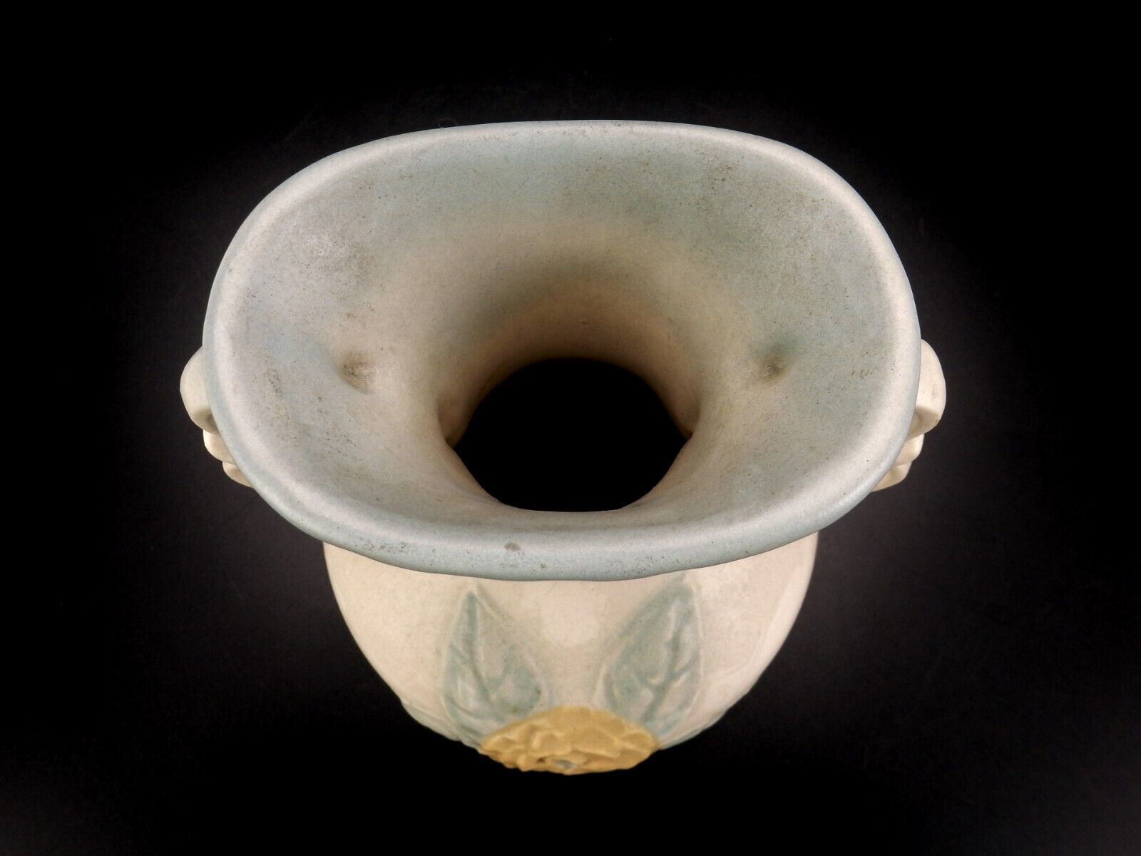 Hull Pottery Vintage Flower Vase, Handled #136/6 1/4", Camelia (Open Rose), 1943 Item image 2