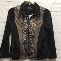 Three Hearts Womens Softshell Jacket Brown snake Color Block Full Zip Po... - $4.94