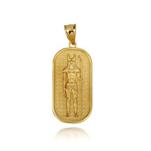 Gold Egyptian Anubis God Of The Dead Guard Dog Amulet Pendant Necklace - £310.74 GBP+
