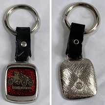 Vintage 1900 Packard Metal Leather Key Ring Fob Holder Red Silver - £15.53 GBP