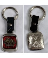 Vintage 1900 Packard Metal Leather Key Ring Fob Holder Red Silver - £15.49 GBP