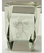 SANTA WITH Bag of Goodies 3&quot; Inside etched Merry Christmas Paperweight F... - €8,53 EUR