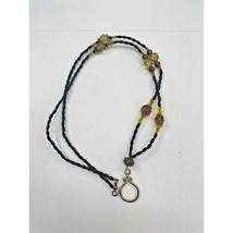 Vintage Retro 70&#39;s Necklace Multicolored Beads with Hanging Charm - £9.39 GBP