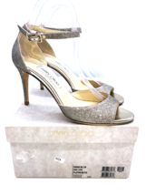 Jimmy Choo Annie 85 High-Heel Ankle Strap Sandals Platinum Ice EUR 39 US 9 - £311.13 GBP