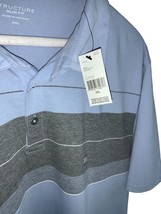 STRUCTURE MENS SS STRIPED BLUE GRAY COLLARED POLO STYLE SHIRT TOP NWT XXL - £26.18 GBP