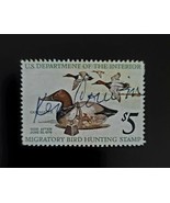 1975 $5 Bird Hunting Permit Stamp, Department of Interior, Canvasback, RW42 - $2.74