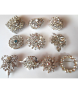 Vintage High End Brooch Lot Clear Crystal, Rhinestone Some Signed - $350.00
