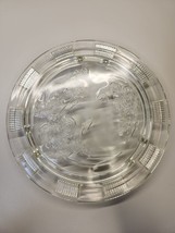 Vintage Federal Glass Co Clear Sharon Cabbage Rose Footed Cake Plate - £11.25 GBP