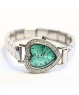 Green Italian Charm Bracelet Watch Heart w/Stones - Quartz Movement - WW... - €12,87 EUR
