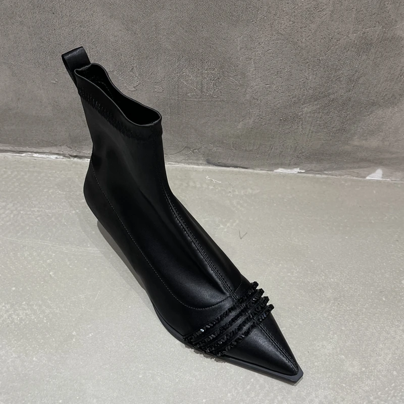 22 new brand women ankle boots fashion beaded ladies elegant short boots thin high heel thumb200
