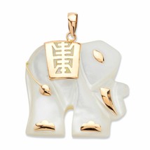PalmBeach Jewelry 10k Gold Mother-of-Pearl &quot;Good Fortune&quot; Elephant Pendant - £101.26 GBP
