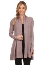 Jessica Moretti Women&#39;s Knit Solid Color Draped Neck Open Front-Cardigan - £39.99 GBP