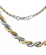 Gold Silver Rope Chain Necklace Two Tone Surgical Stainless Steel 4mm 24... - £14.87 GBP
