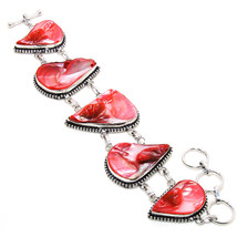 Red Mother Of Pearl Pear Shape Gemstone Handmade Bracelet Jewelry 7-8&quot; SA 525 - £9.17 GBP