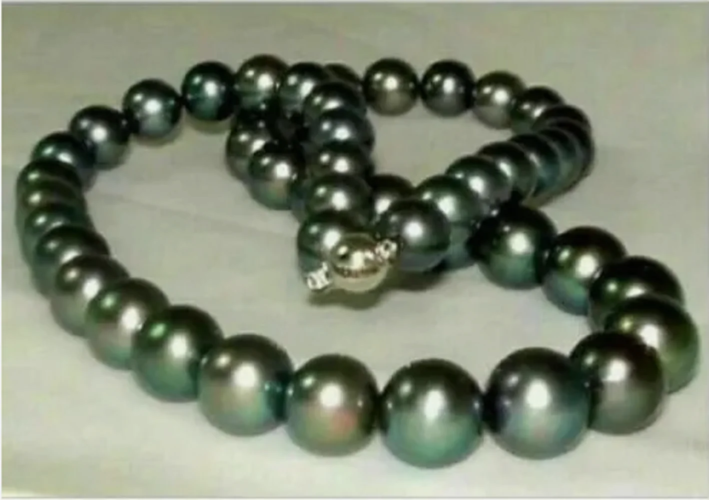 20 INCH AAAA 10-11mm REAL natural TAHITIAN black pearl necklace 14k Gold Clasp - £18.42 GBP+