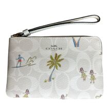COACH CK415 Corner Zip Wristlet In Signature Canvas Chalk Hula Print Pal... - $64.34