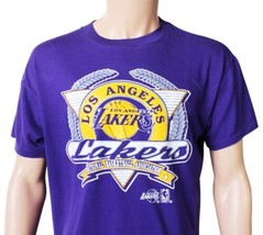 Vtg 90s Los Angeles Lakers Basketball T-SHIRT Large Fits Med 50/50 Single Stitch - £21.30 GBP