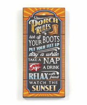 Porch Wall Sign Rules Chalkboard Look 24" High Wood MDF Sentiment Home Garden
