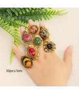 Wholesale 30pcs Vintage Boho Adjustable Rings Set –Turquoise, Agate, Res... - $49.11 CAD