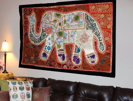 Indian Vintage Cotton Wall Tapestry Ethnic Elephant Hanging Decor Hippie X32 - £19.18 GBP