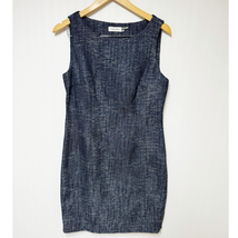Calvin Klein Womens Blue Sparkle Tweed Dress Full Side Zipper 10 - $37.62