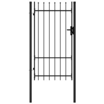 vidaXL Fence Gate Single Door with Spike Top Steel 3.3&#39;x5.7&#39; Black - $317.29