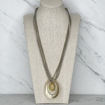 Chico&#39;s Gold Tone Multi Strand Hammered Pendant Necklace - £13.37 GBP