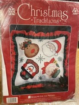 Traditions Designs for Needle Pillow Kit Faces of Christmas Complete New - £9.71 GBP