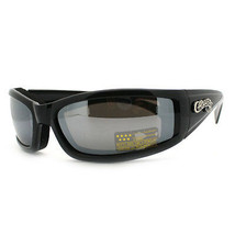 Semi Lunettes De Soleil Choppers Motards Mousse Rembourré Enroulé Noir Mat - £7.63 GBP