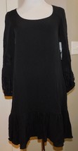 RARE! Valentino Sz IT40 Silk Crepe Dress Black Long Lace Sleeve Scoop Ne... - $207.89