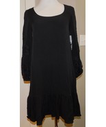 RARE! Valentino Sz IT40 Silk Crepe Dress Black Long Lace Sleeve Scoop Ne... - £163.53 GBP