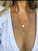 Cross necklace, Mother Mary necklace, Cross chain - $9.90