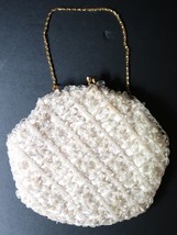 Vintage 1950&#39;s Richere White Beaded Purse Evening Bag Made in Hong Kong - $29.99