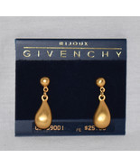 Vintage Givenchy Bijoux Paris Matte Gold 1&quot; Teardrop Dangle Earrings Pie... - £39.16 GBP