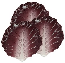 12&quot;L Kitchen Ceramic Fresh Red Cabbage Shaped Dinner Serving Plates Set Of 3 - £31.26 GBP
