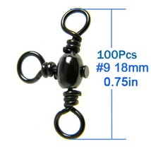 100 Pcs Fishing Swivels 3 Stainless Steel Black Nickel Way Ball B ing And Snap f - £37.58 GBP