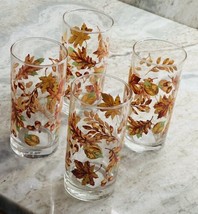 Set Of 4 6” Tall 16.3oz-Autumn Fall Leaves Thanksgiving Tumbler Glasses - £35.50 GBP