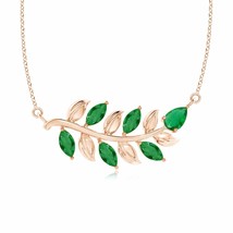 ANGARA Nature Inspired Emerald Tree Branch Necklace in 14K Solid Gold | 18&quot;Chain - £709.76 GBP