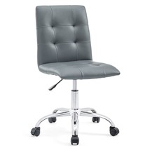 Prim Ribbed Armless Mid Back Swivel Conference Office Chair In Gray - £90.30 GBP