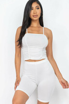 Women&#39;s Camisole Ruched Sleeveless Top &amp; Biker Shorts Set - $14.00