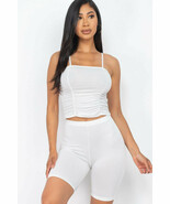 Women&#39;s Camisole Ruched Sleeveless Top &amp; Biker Shorts Set - $254.76 MXN